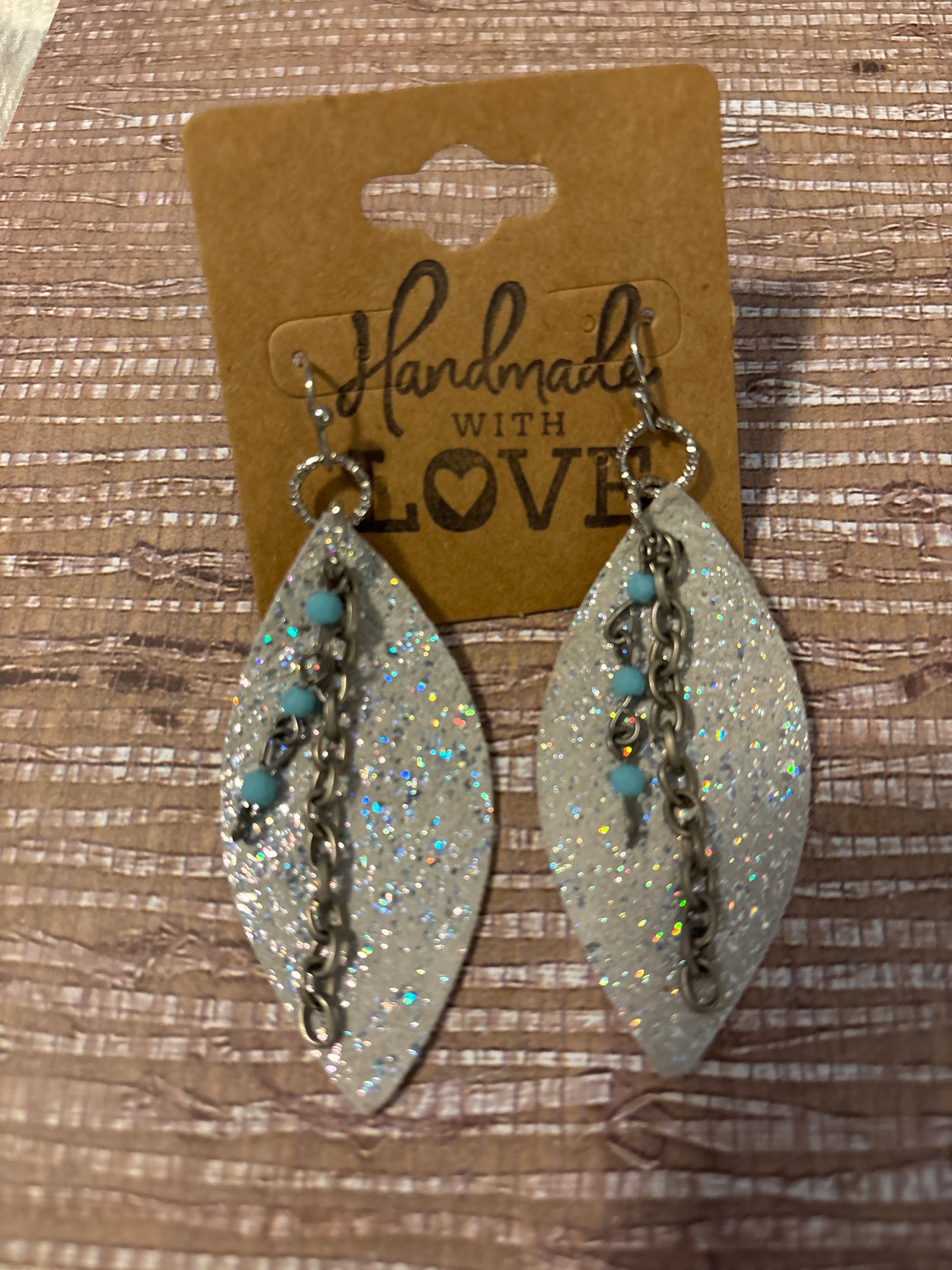 Shimmering Winter Sparkle, Faux Leather Earrings