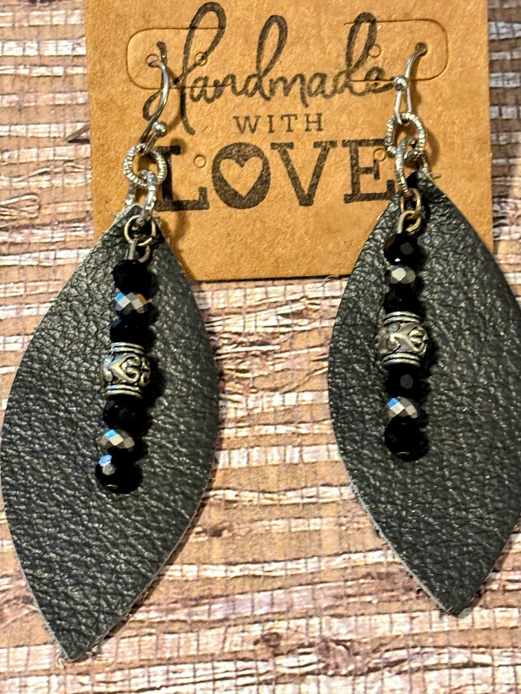 Black Raven Faux Leather Earrings Dangles