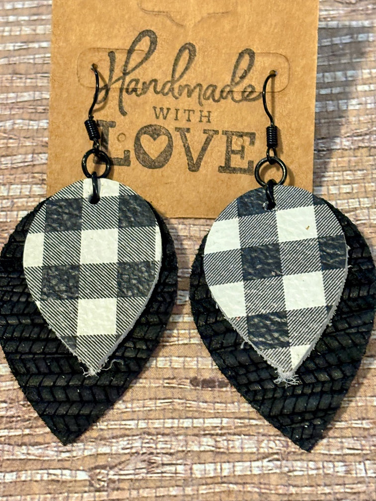 Buffalo Plaid Double Drops; Faux Leather