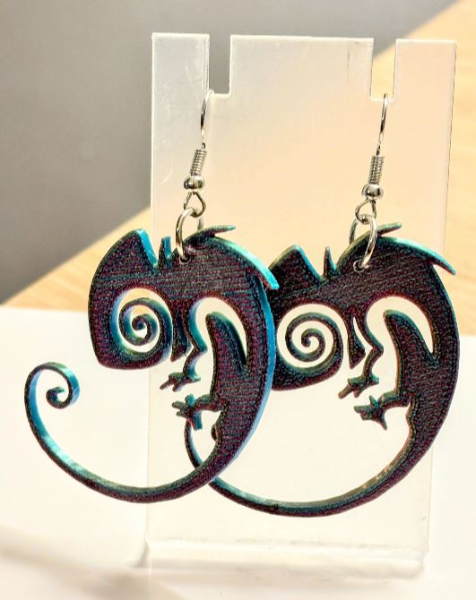 Chameleon; 3D Print Earrings