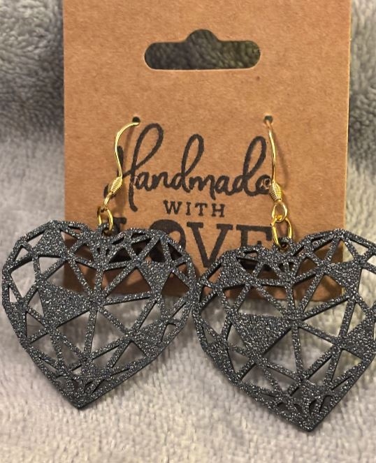 Cosmic Hearts; 3D Print Earrings