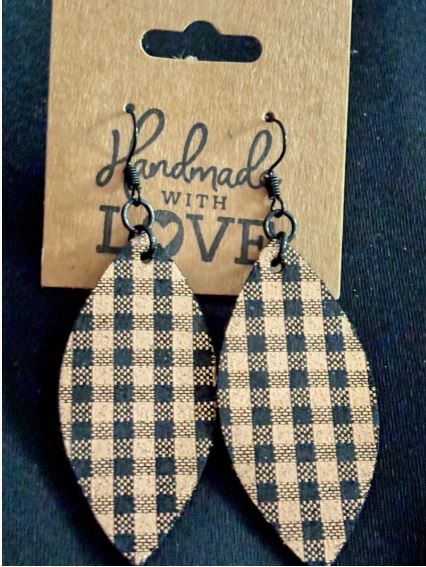 Country Checkered Drops; Faux Leather