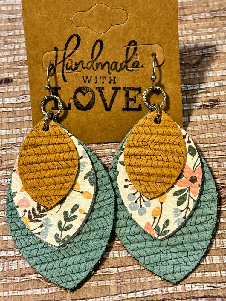 Countrytime Dangles; Faux Leather Earrings