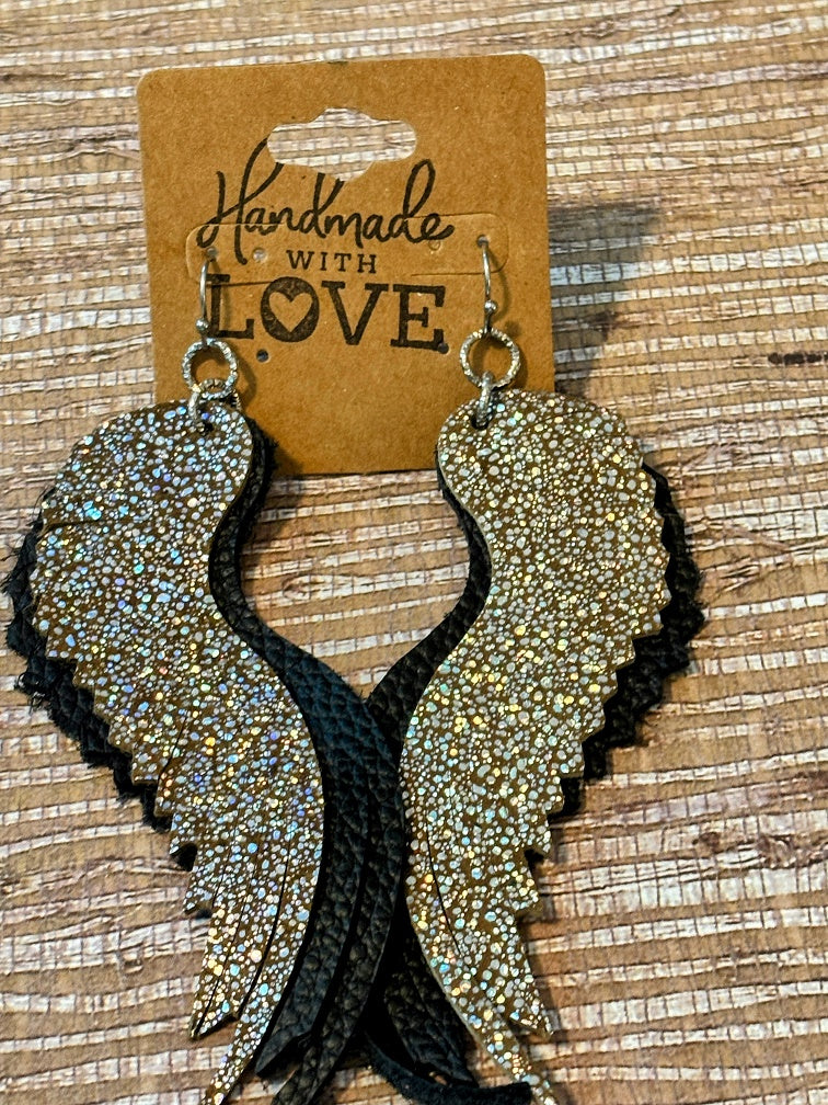 The Dark Side Wings; Faux Leather Earrings