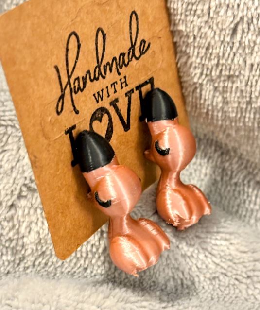 Flamingo Chompers; 3D print Earrings