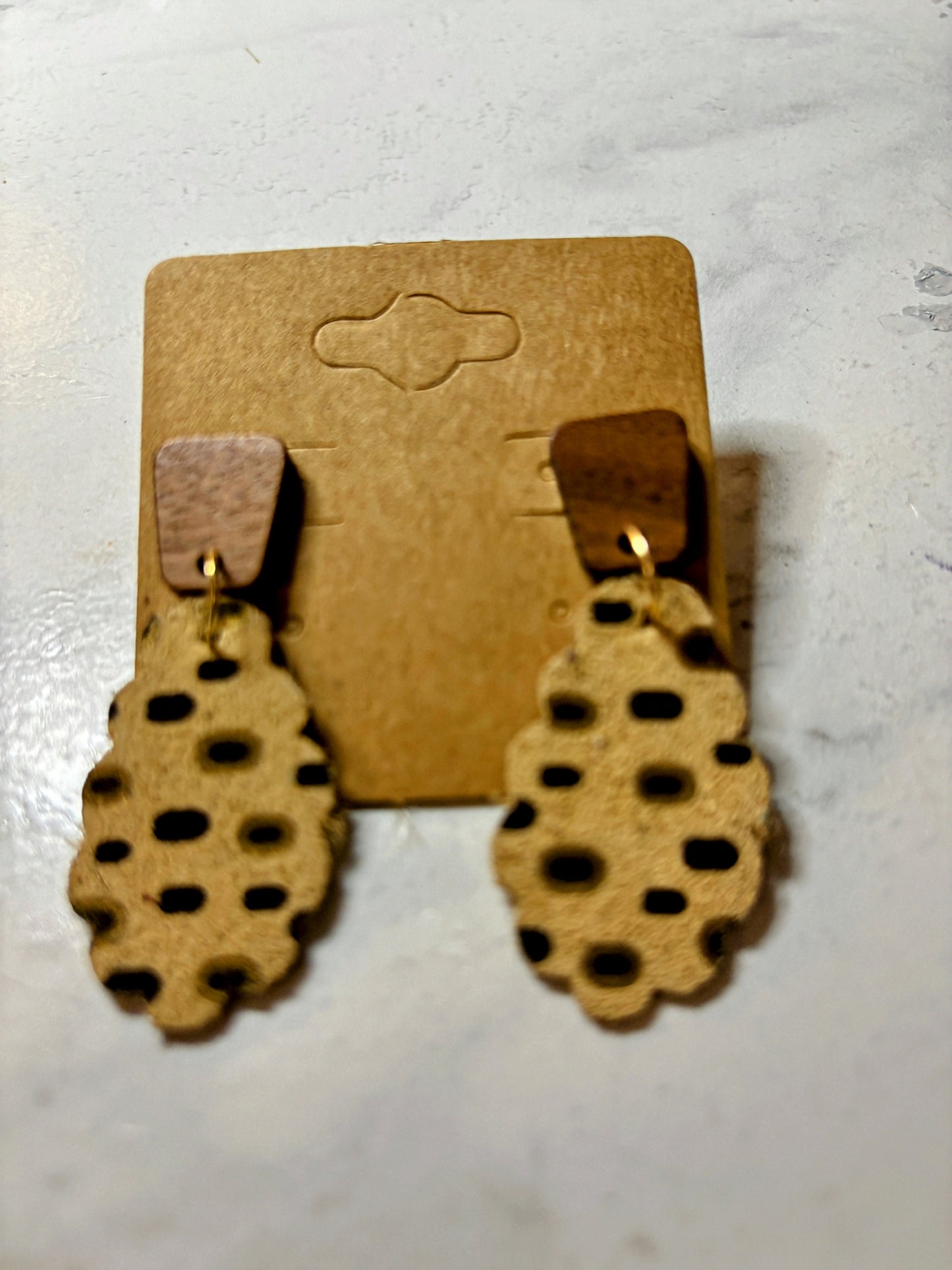 Woodland Leopard Drops, Faux Leather Earrings
