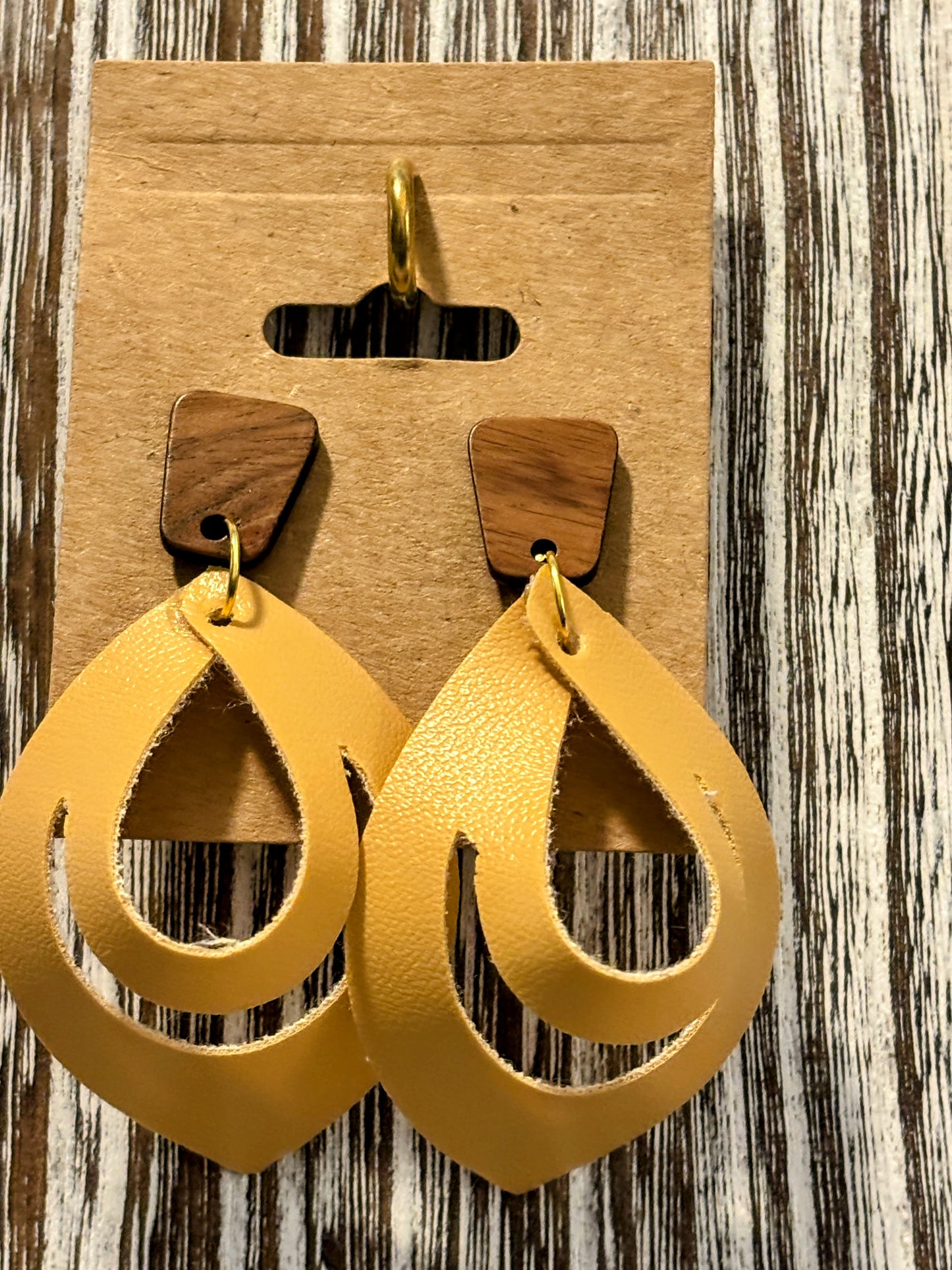 Harvest Gold Scarf Faux Leather Earrings