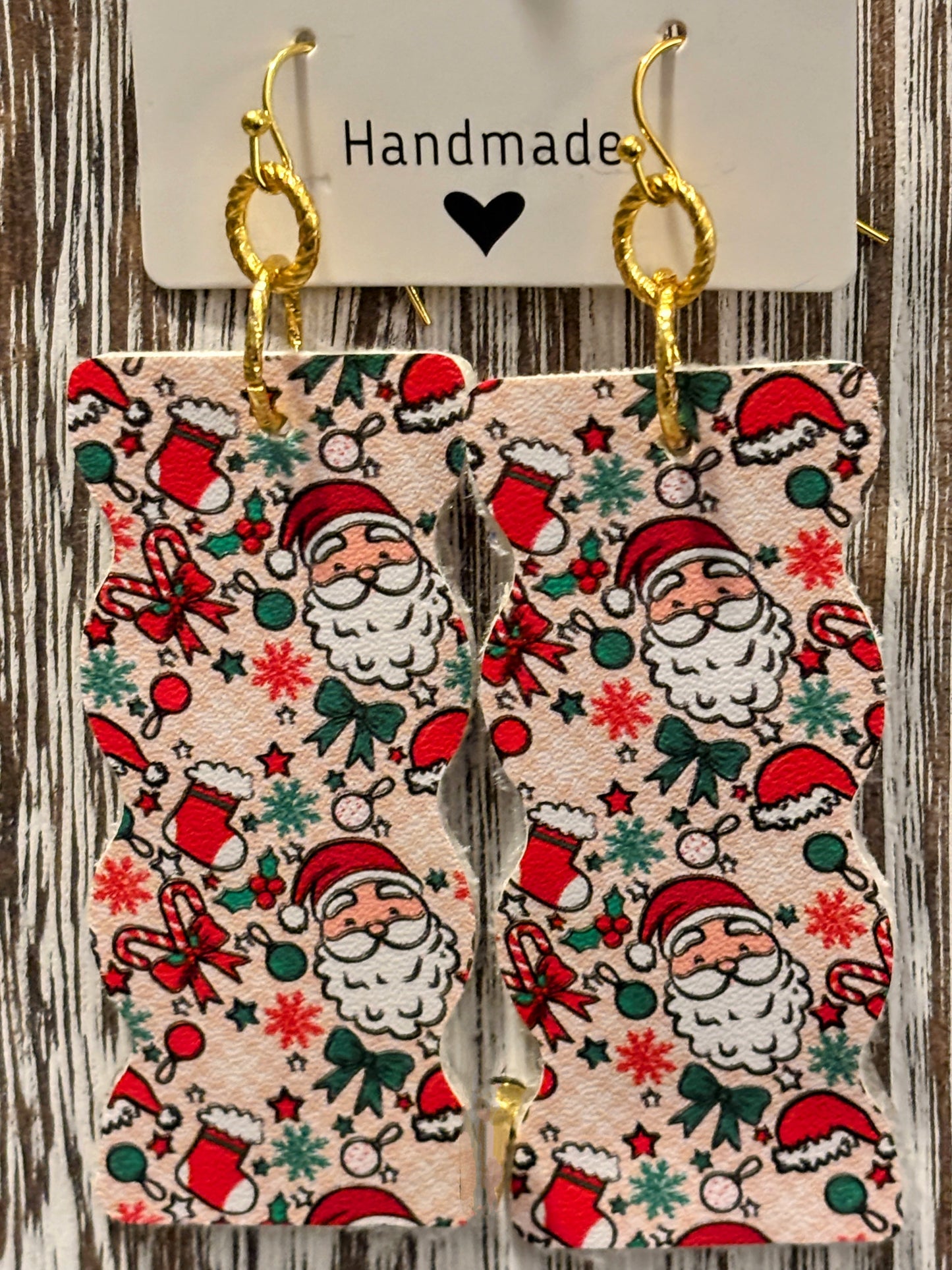 Santa’s Wavey List Faux Leather Earrings