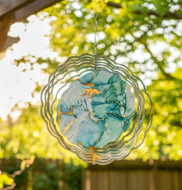Azure Gilded Ripple Wind Spinner