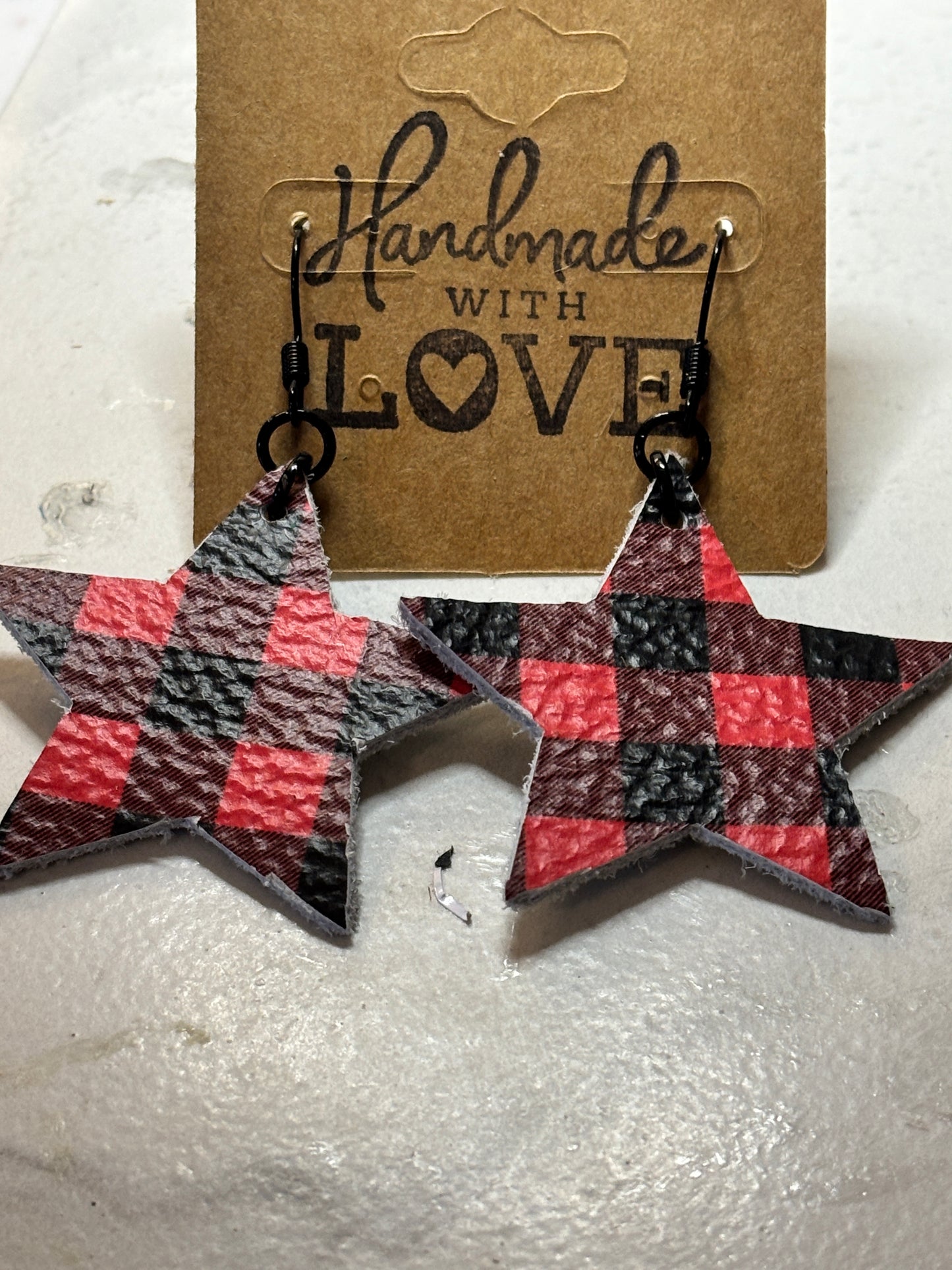 Cozy Plaid Cabin Faux Leather Earrings