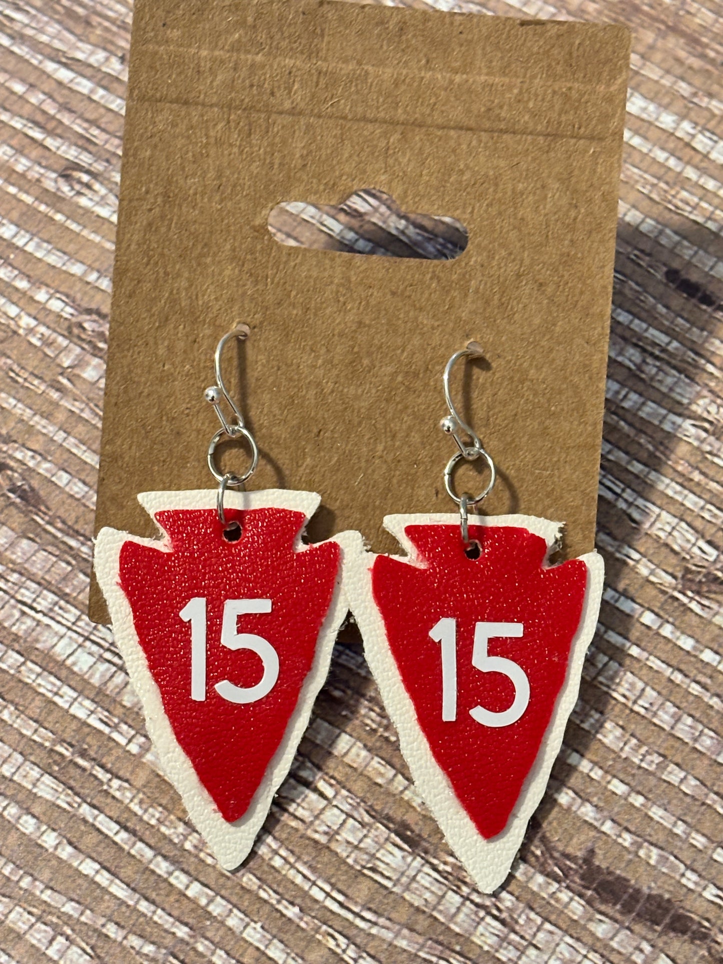 Mahomes #15 Arrowhead, Faux Leather Earrings