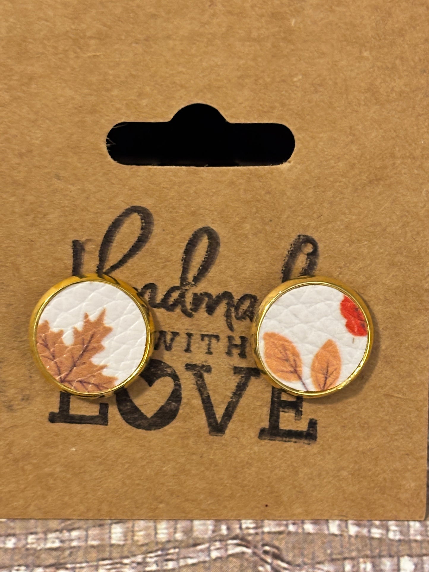 Leaves of Fall Studs; Faux Leather