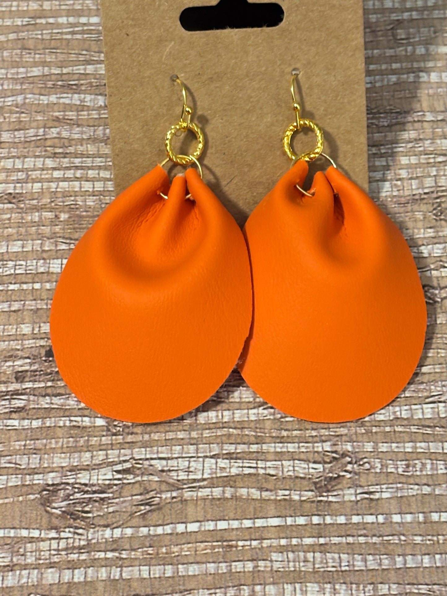Orange Crush Pouch Drops Faux Leather Earrings