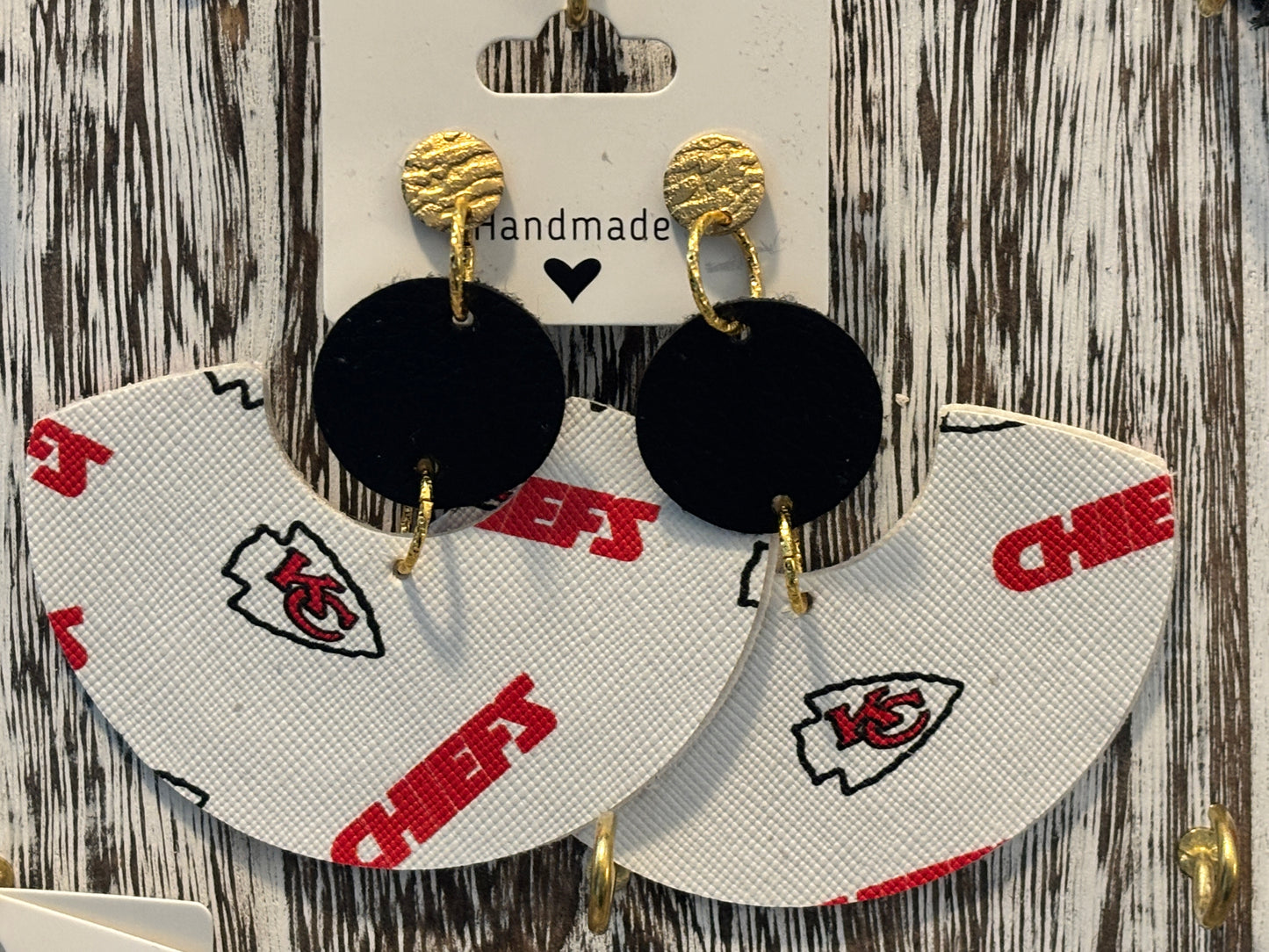 KC Chiefs Game Day Drop Faux Leather Earrings