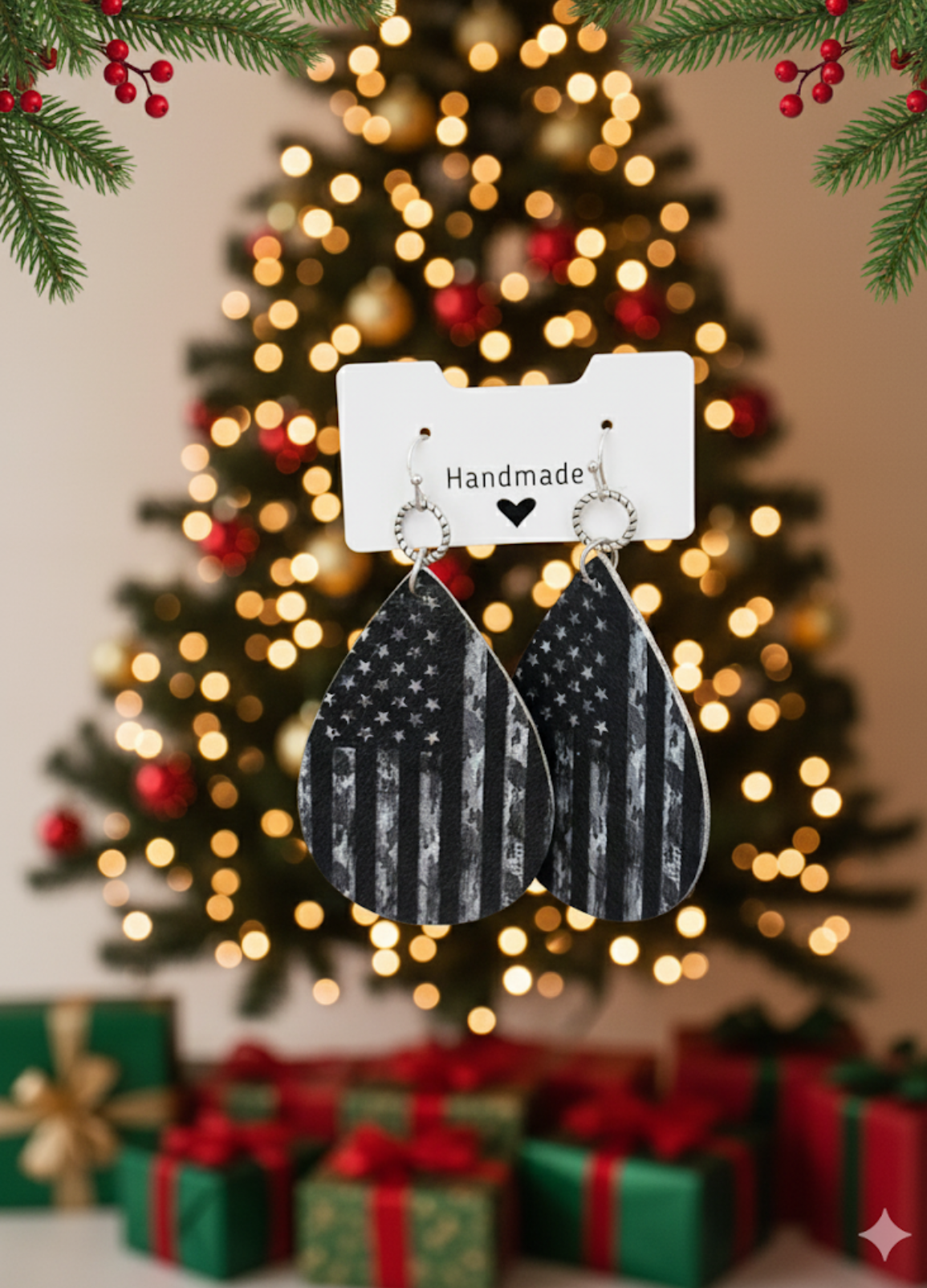 We Salute You USA Faux Leather Earrings