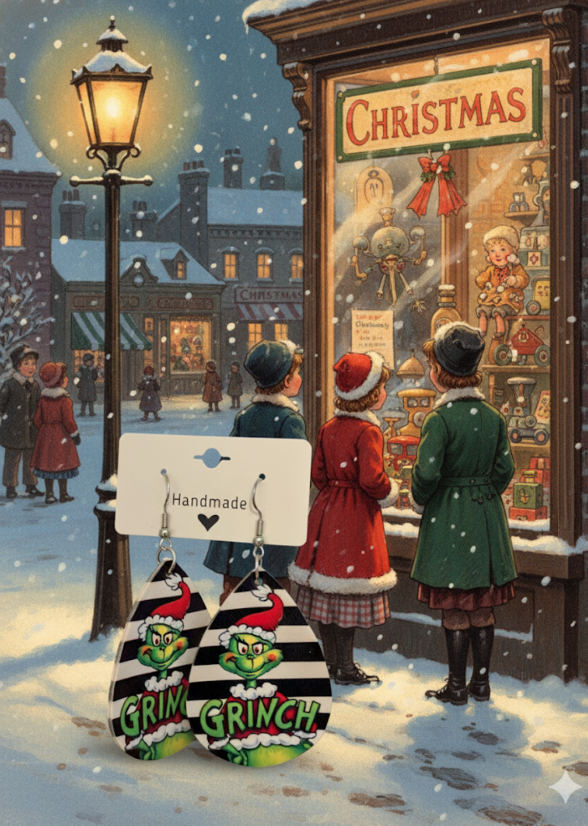 Grinch Stripes Faux Leather Earrings