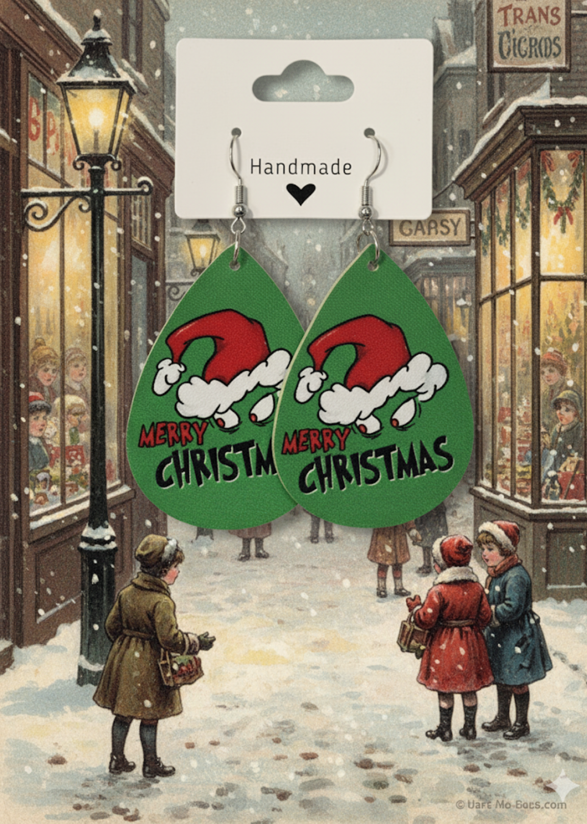 Merry Grinchmas Faux Leather Earrings