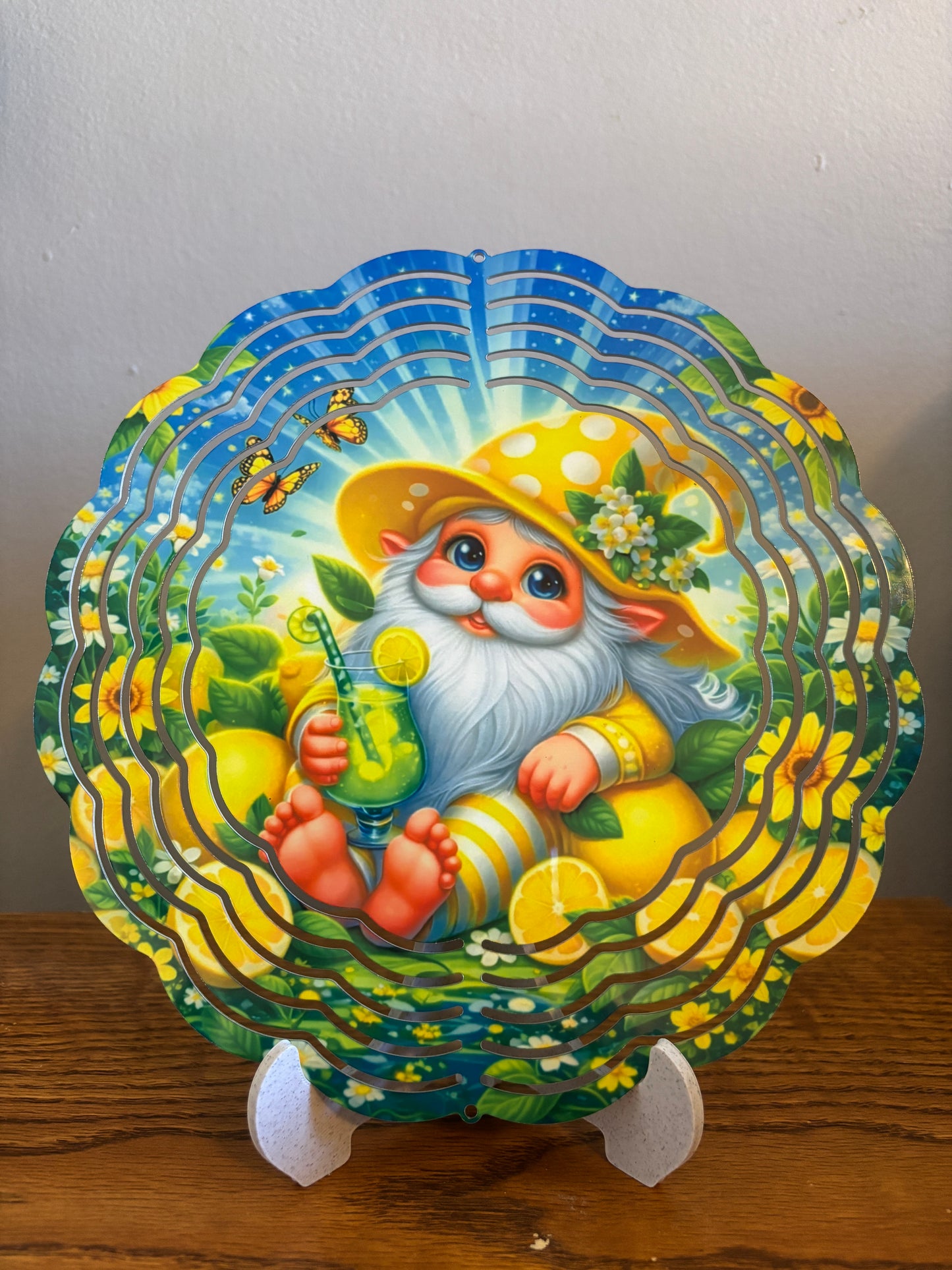 8" Zesty Lemon Gnome Wind Spinner