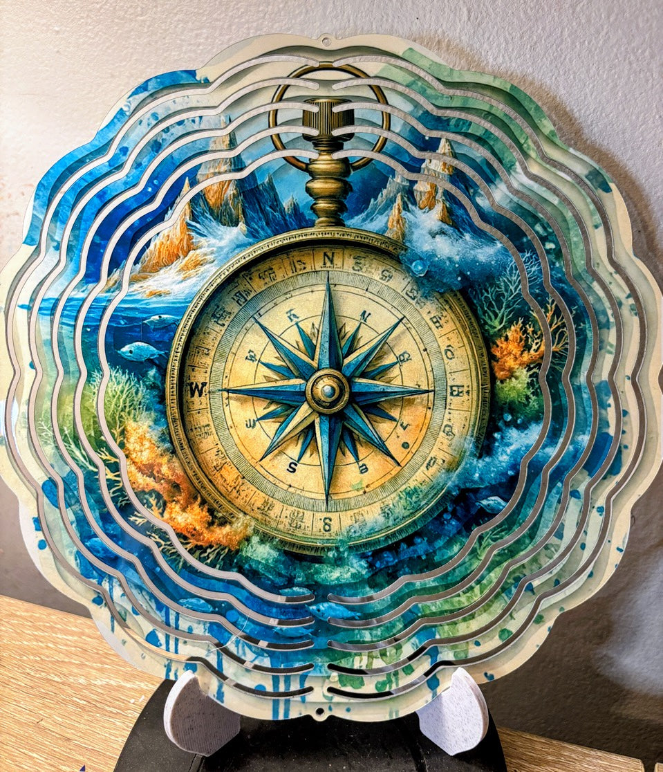 Adventure Compass Landscape Wind Spinner