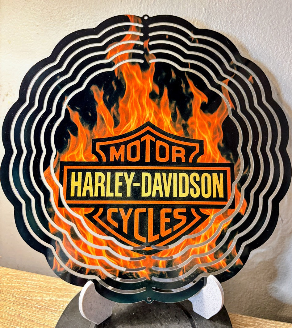 Blazing Harley Davidson Flame Wind Spinner
