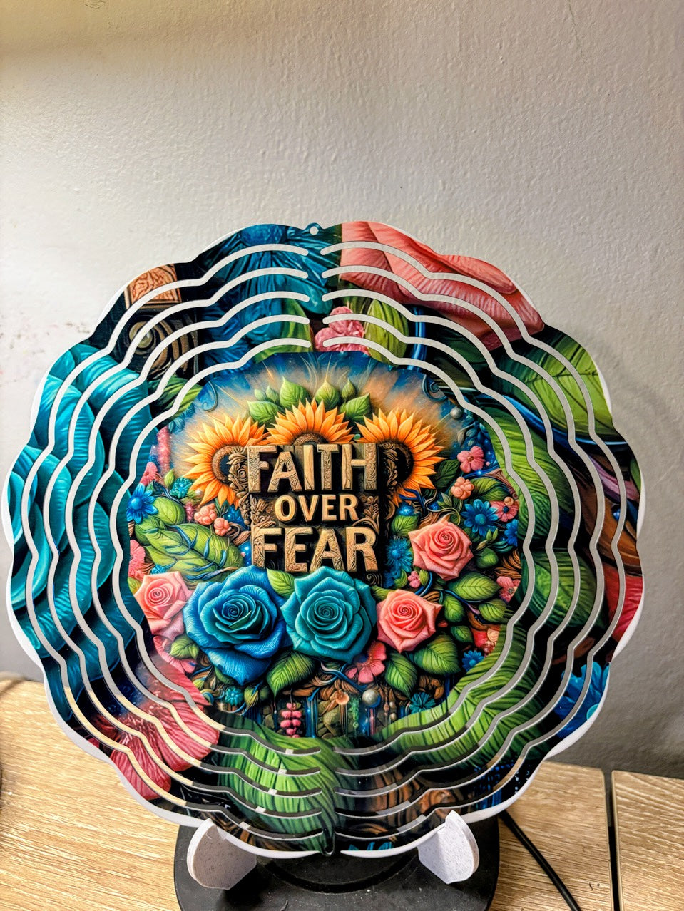 Faith Over Fear Floral Wind Spinner
