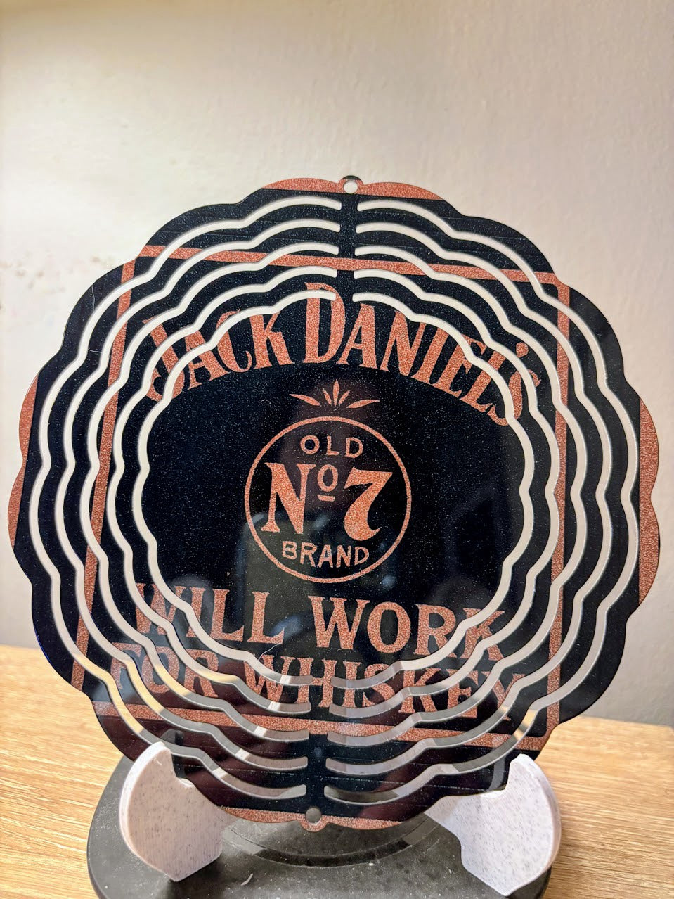 “Will Work for Whiskey – Jack‑Style 6″ Wind Spinner”