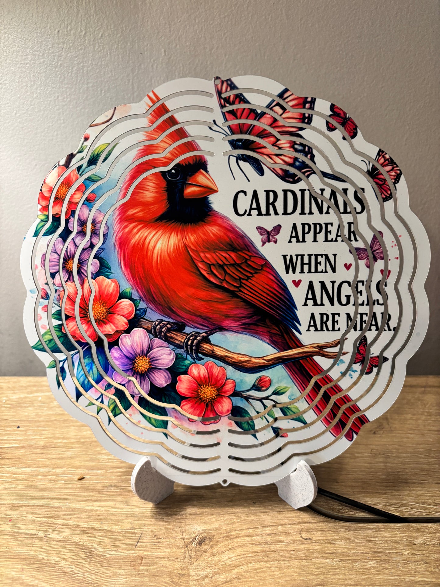 “Cardinals Appear When Angels Are Near” Memorial Wind Spinner – 8"