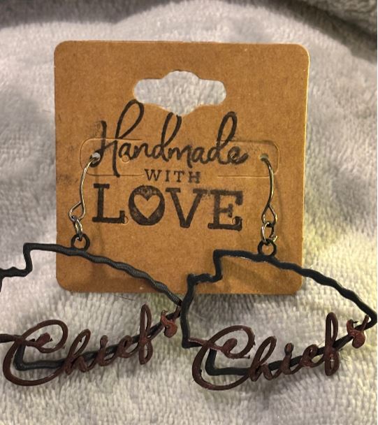 KC Chiefs Arrowhead Silhouette; 3D print Earrings