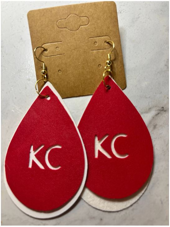 KC Two-Tone Teardrop Dangles; Faux Leather
