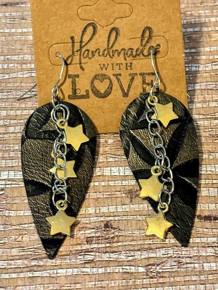 Night Sky Star Charm Leather Dangle