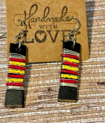 Primary Pop Beaded Bar Leather Earring