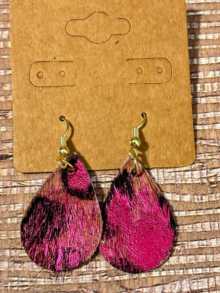 Purple Haze; Faux Leather Earrings