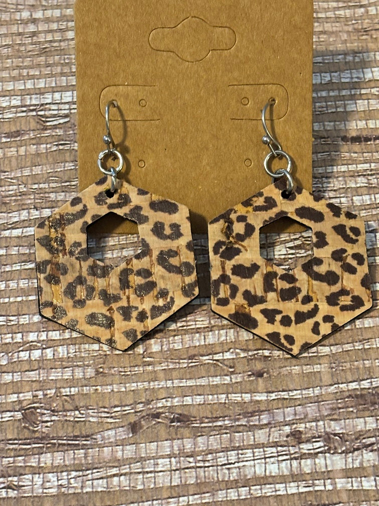 Savannah Hex Faux Leather Earrings