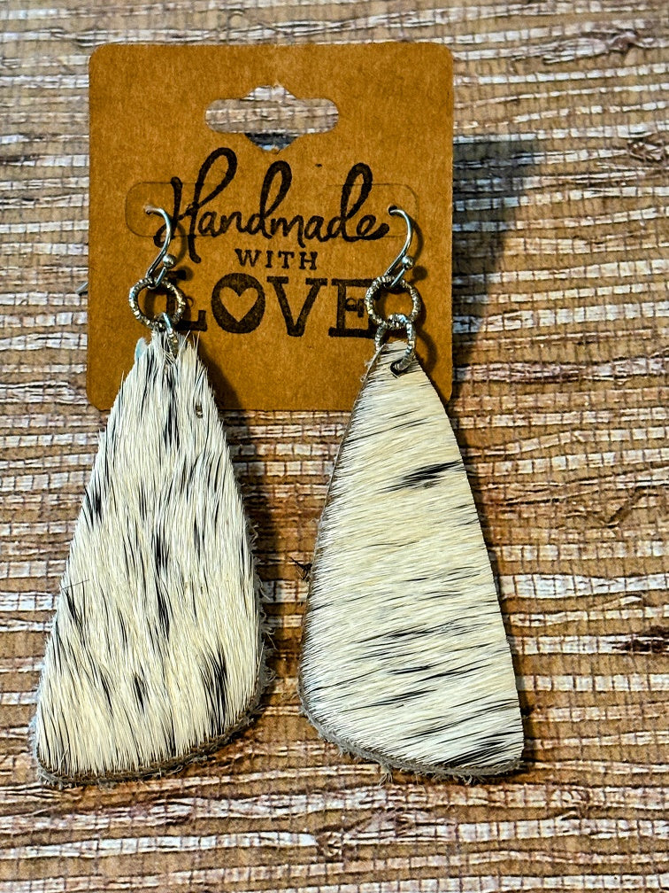 Champagne Cowhide Faux Leather Earrings