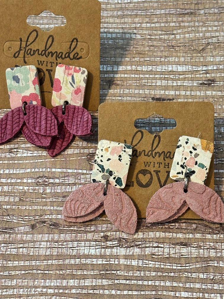 Faux Leather Earring Studs - Variety of Colors & Styles