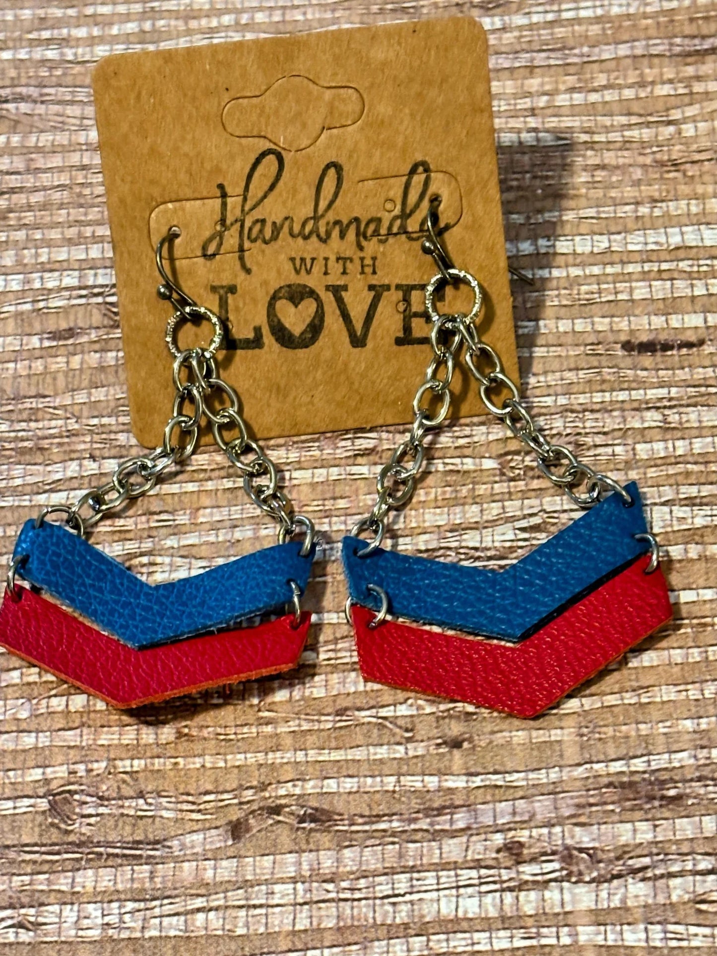 Americana V-Drop Leather Dangle Earrings