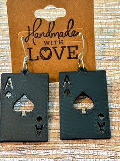 Ace of Spades; 3d print Earrings