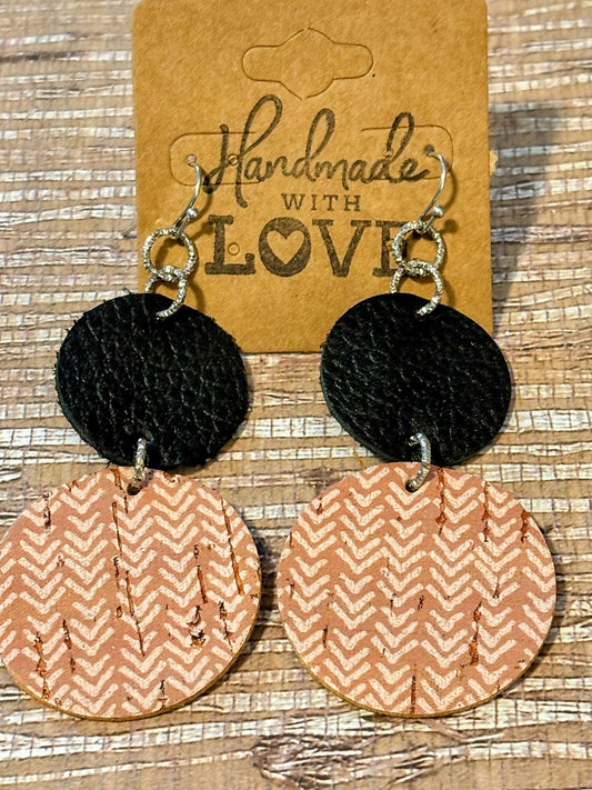 Black Faux Leather & Chevron Cork