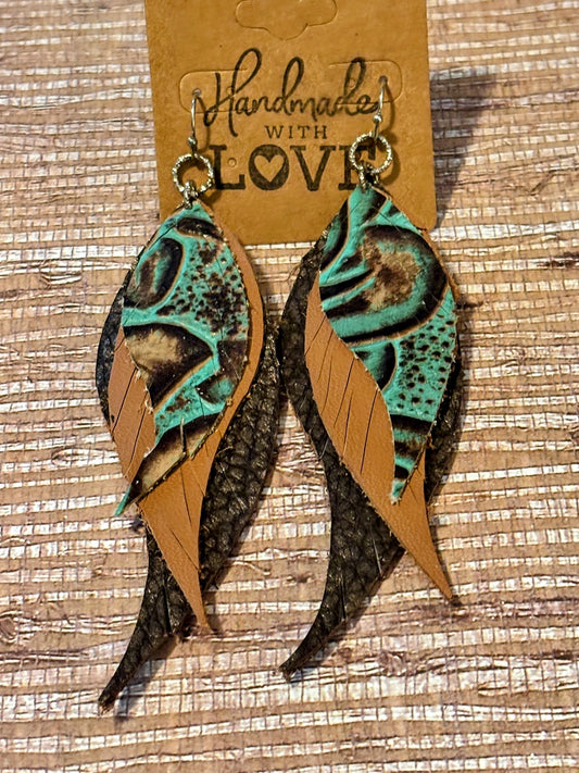Boho Desert Cat Faux Leather Earrings