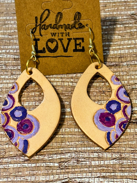 Boho Painted Bliss; Faux Leather Earrings