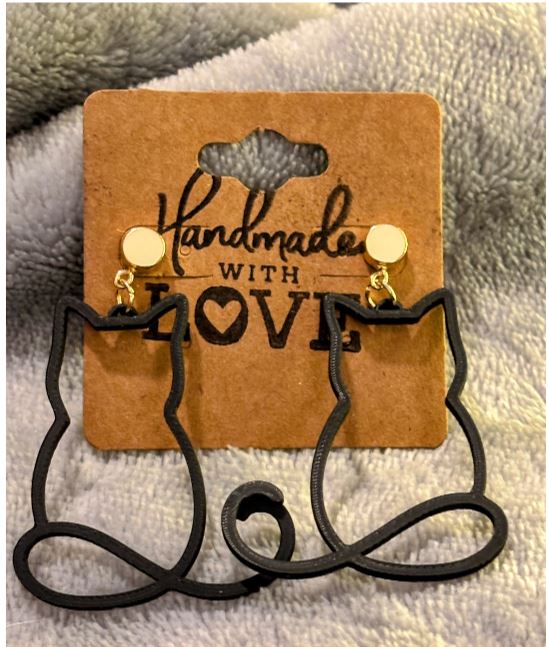 Cat Silhouette; 3D Print Earrings