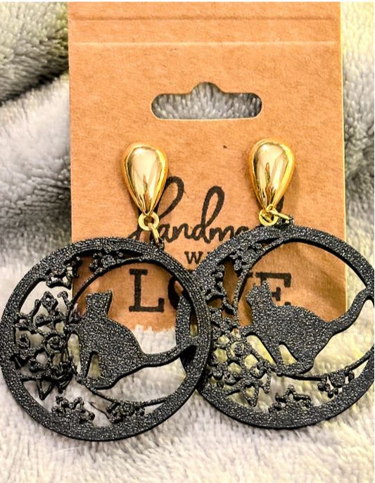 Cat on a Branch; 3D print Earrings