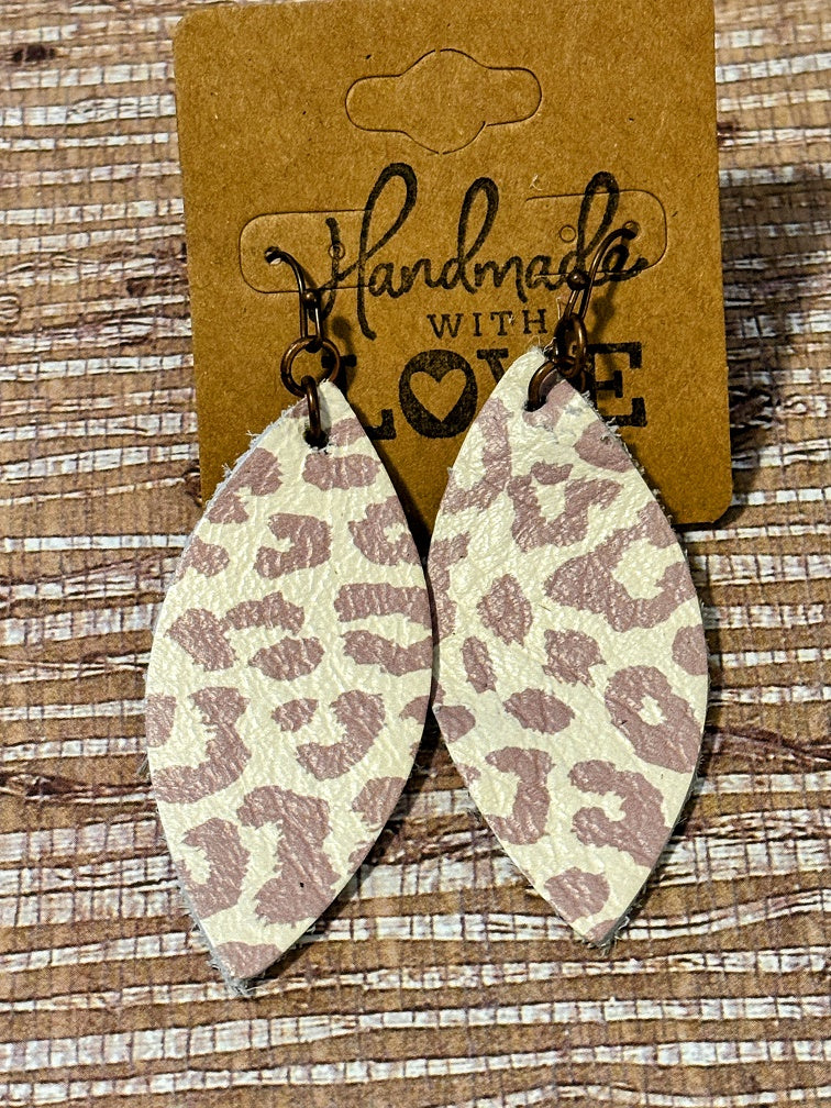 Silver Cheetah Faux Leather Earrings