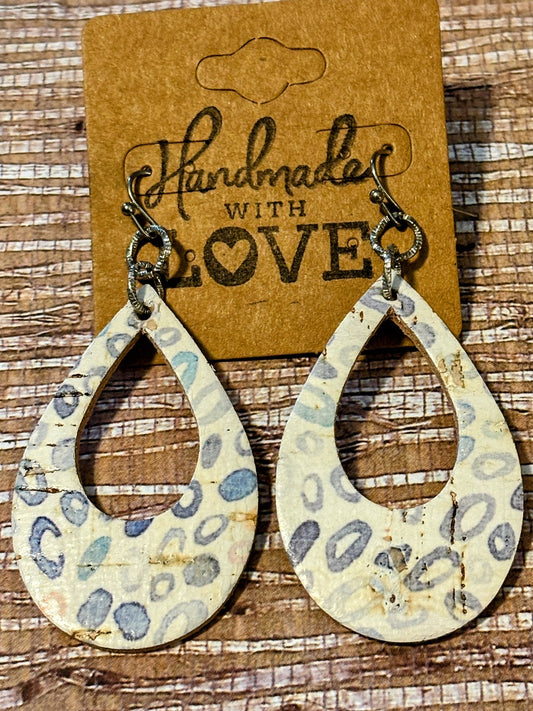 Coastal Cork Cheetah Faux Leather Earrings
