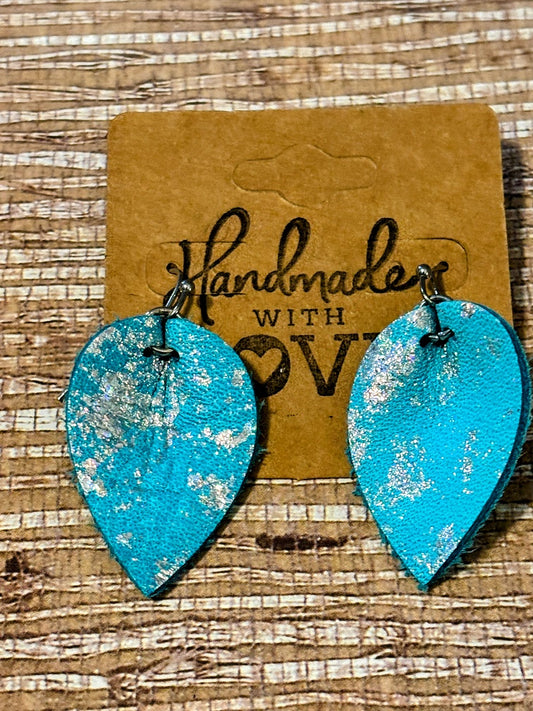 Coastal Shimmer Faux Leather Earrings