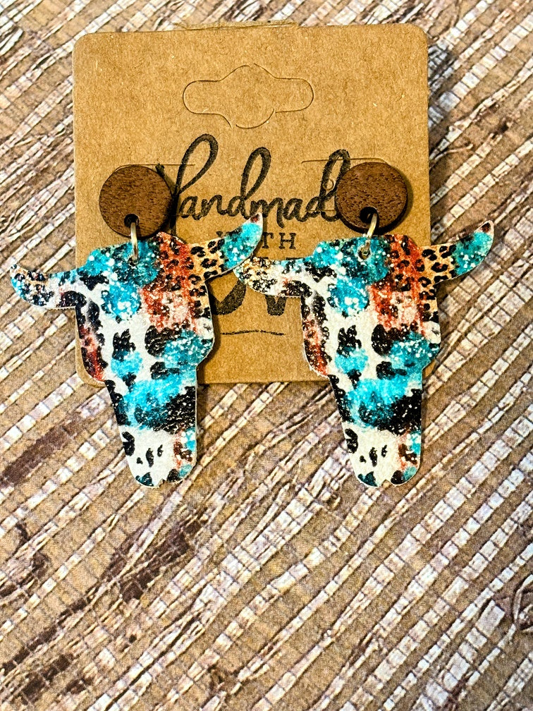 Speckled Cowhide Leather Dangles