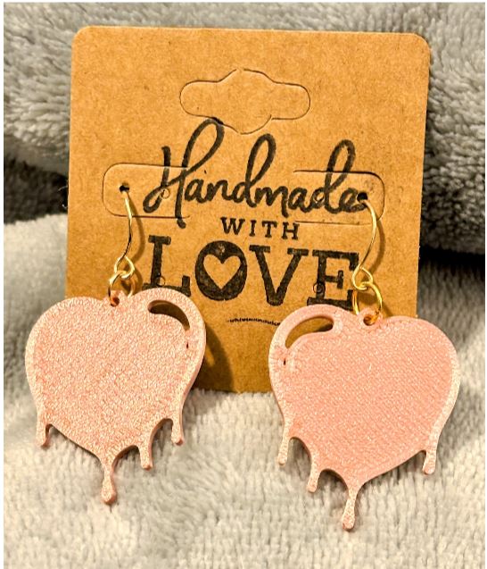 Dripping Hearts; 3D print Earrings