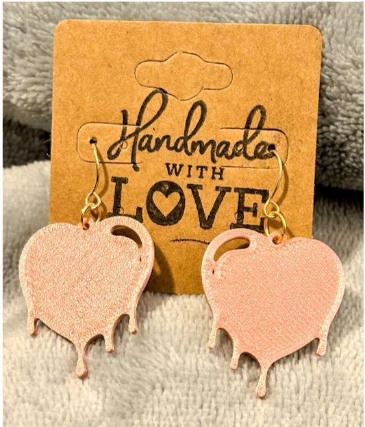 Dripping Hearts; 3D print Earrings
