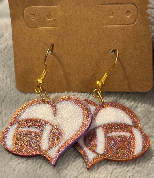 Football Love; 3D print Earrings