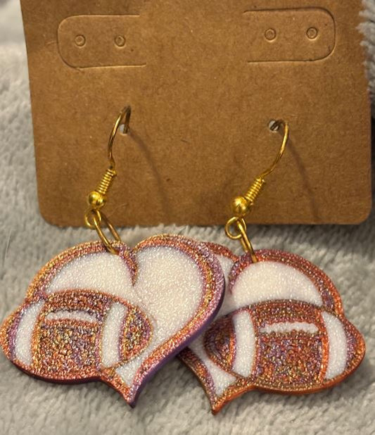 Football Love; 3D print Earrings